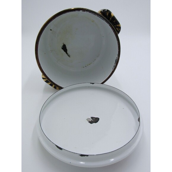 VTG MCM 2 qt Sauce Pot Lid Georges Briard Pineapple Enamelware 60s Retro - Picture 5 of 16